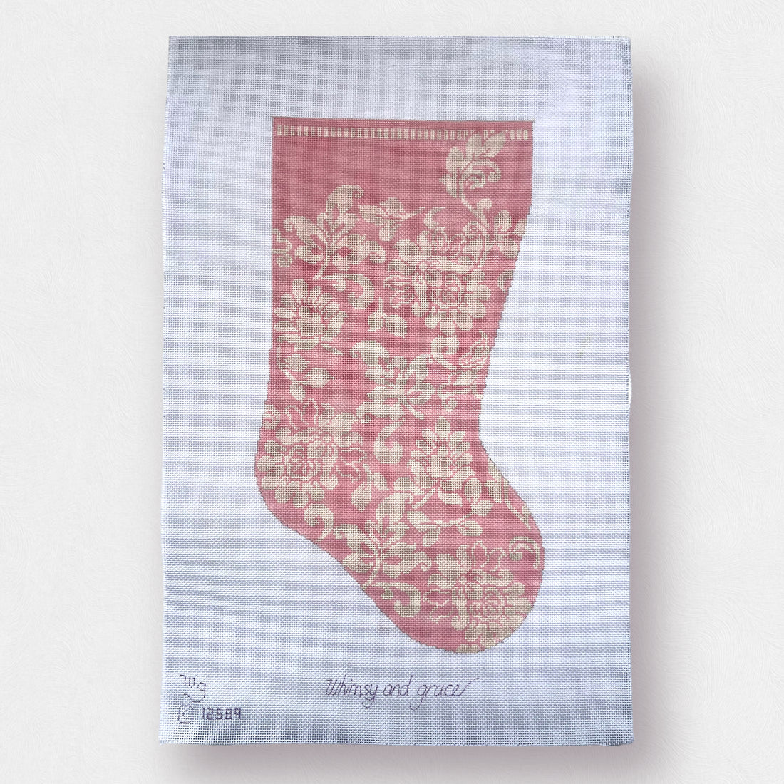 Damask Stocking - Pink &amp; Ivory