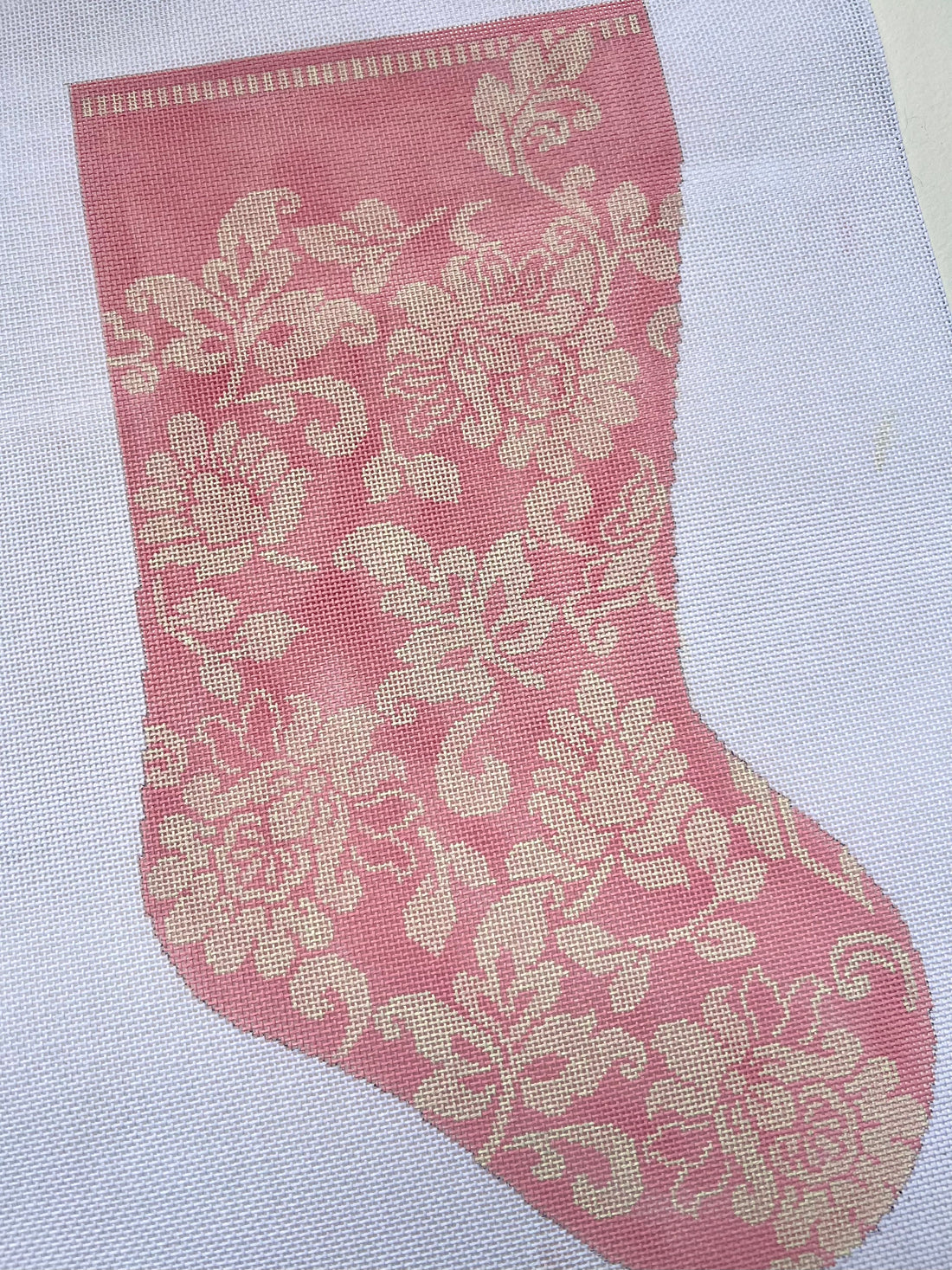 Damask Stocking - Pink &amp; Ivory