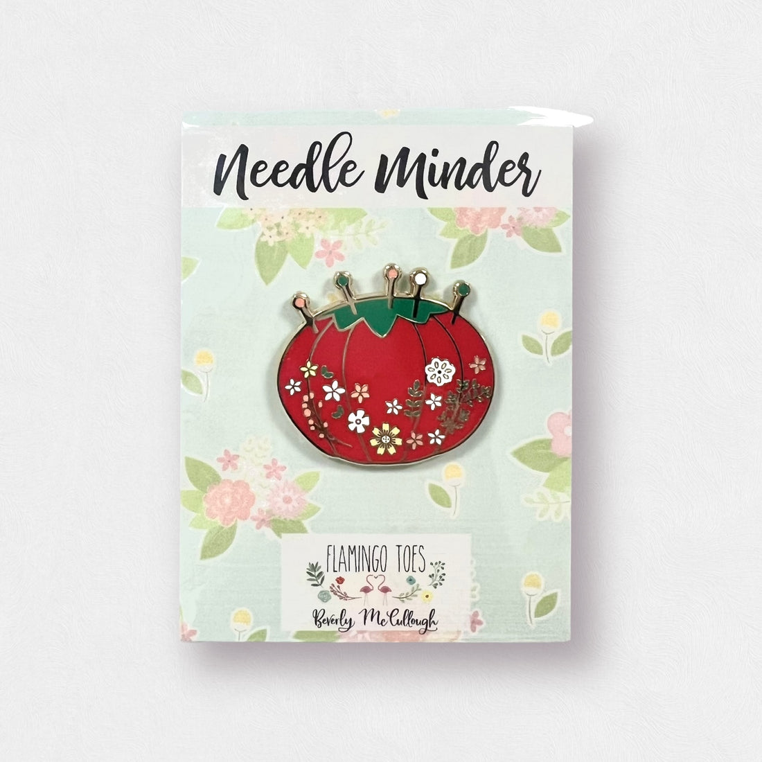 Vintage Tomato Floral Pincusion Needle Minder