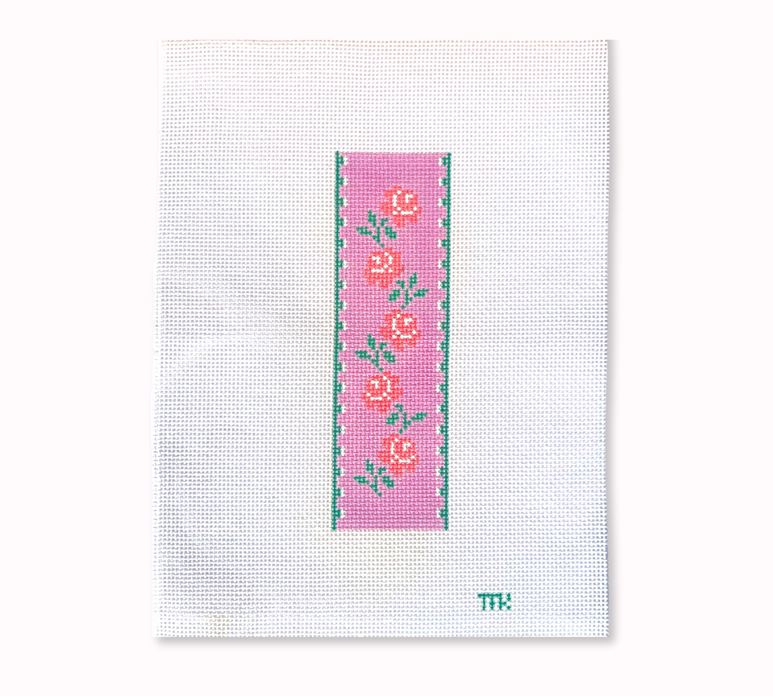 Floral Bookmark Canvas - Magenta Orange Green