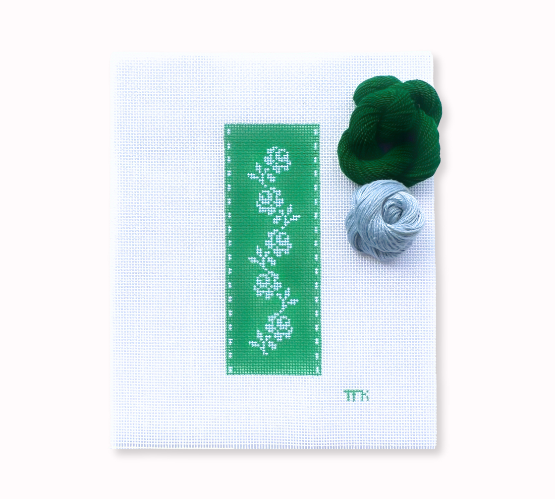 Floral Bookmark Canvas - Green Blue